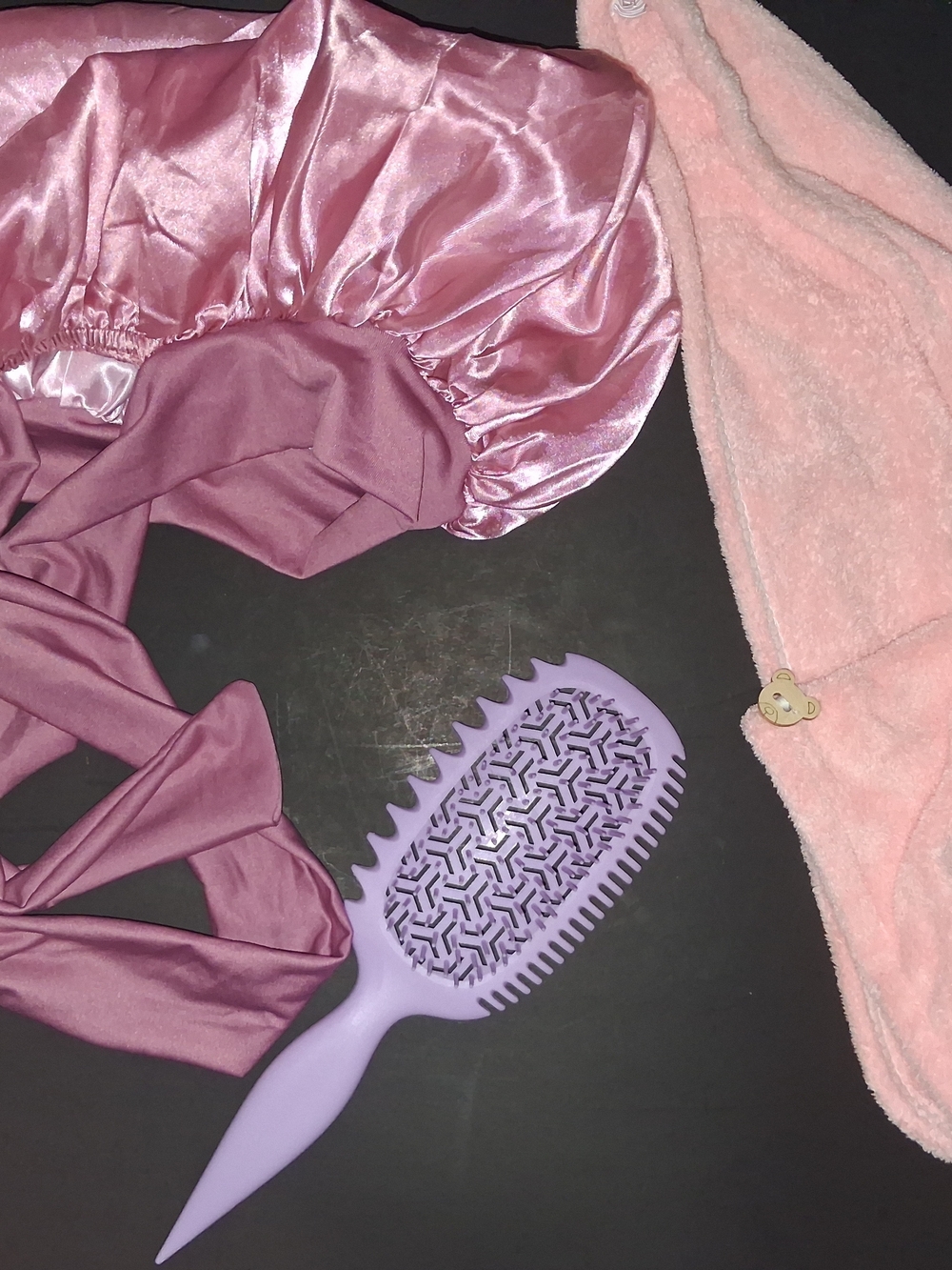 Satin Sleep Bonnet & Lilac Detangling Brush Set